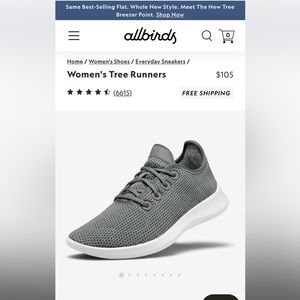 Women’s Grey Allbirds Tree Runner Size 9